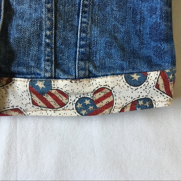 Jeans jacket size 4T 4 patriotic flag hearts coat - Picture 8 of 14